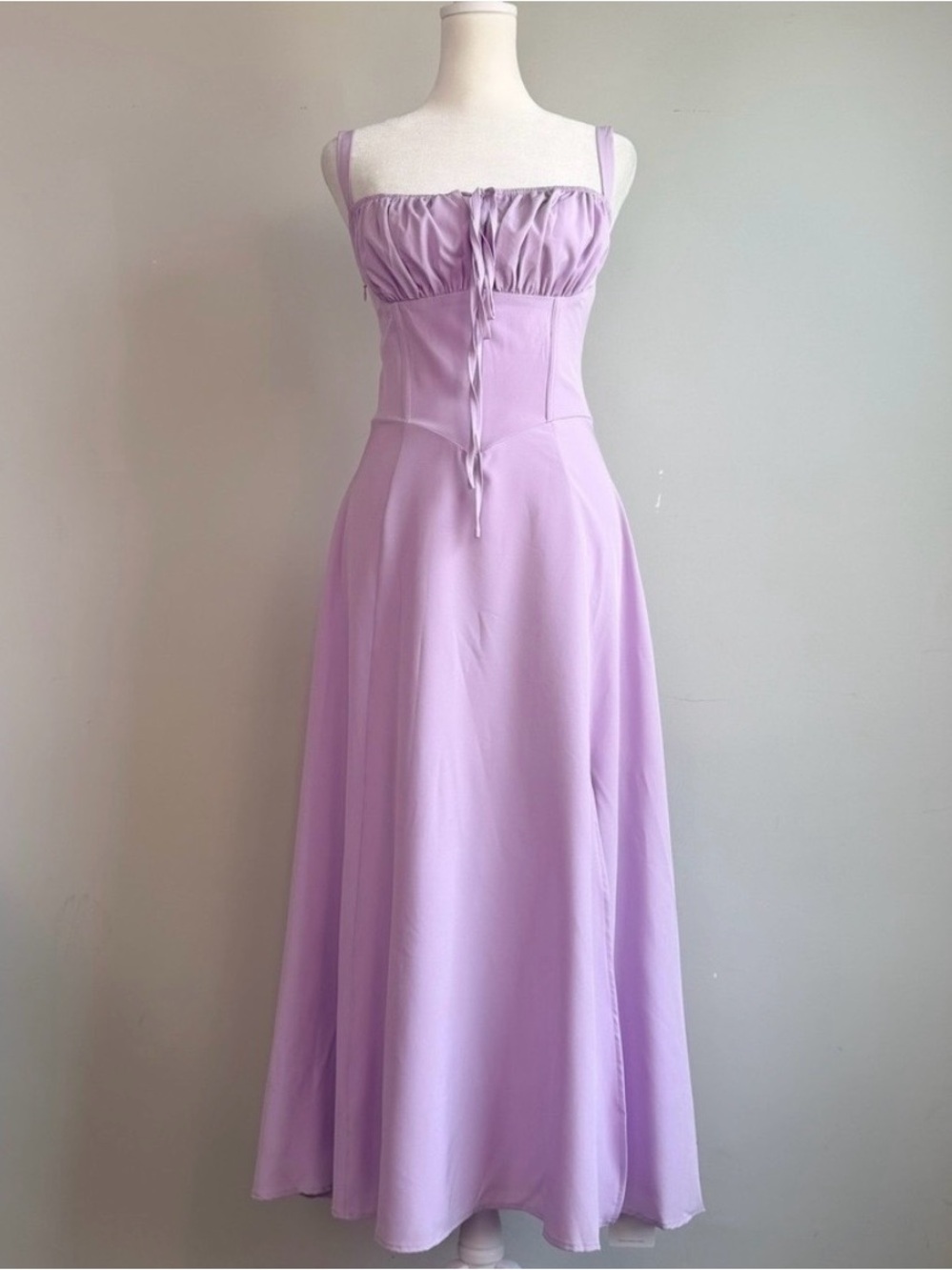 Milkmaid Corset Midi Dress Medium Cottagecore Side Slit Coquette Romantic Basque